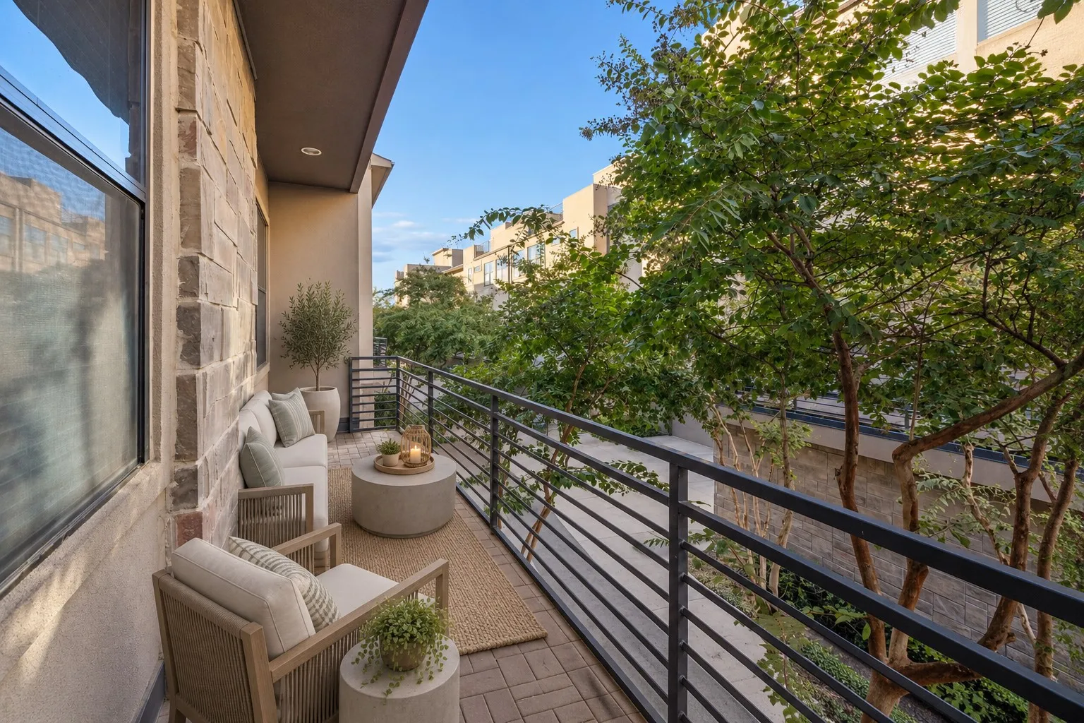 Balcony off of main level virtually staged