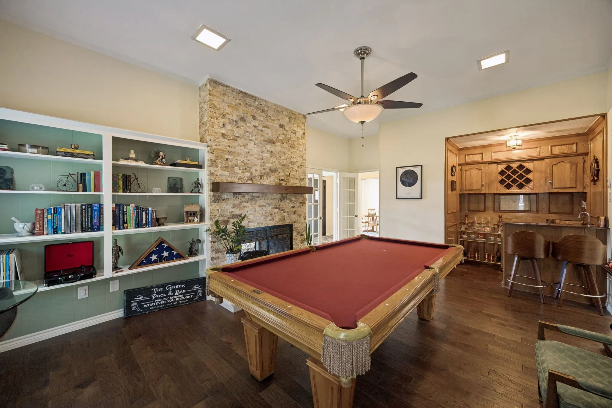 1549 Bamburgh pool room with fireplace
