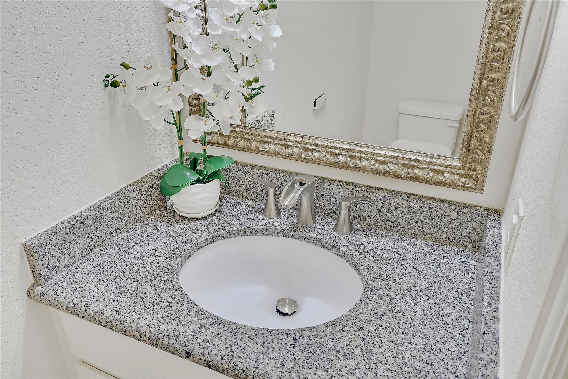 Bathroom view of vanity and toilet