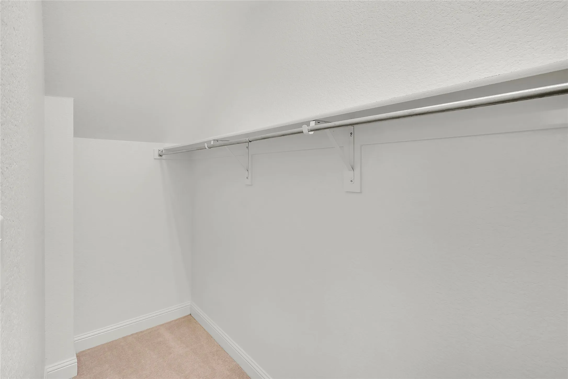 Walk in closet featuring light colored carpet