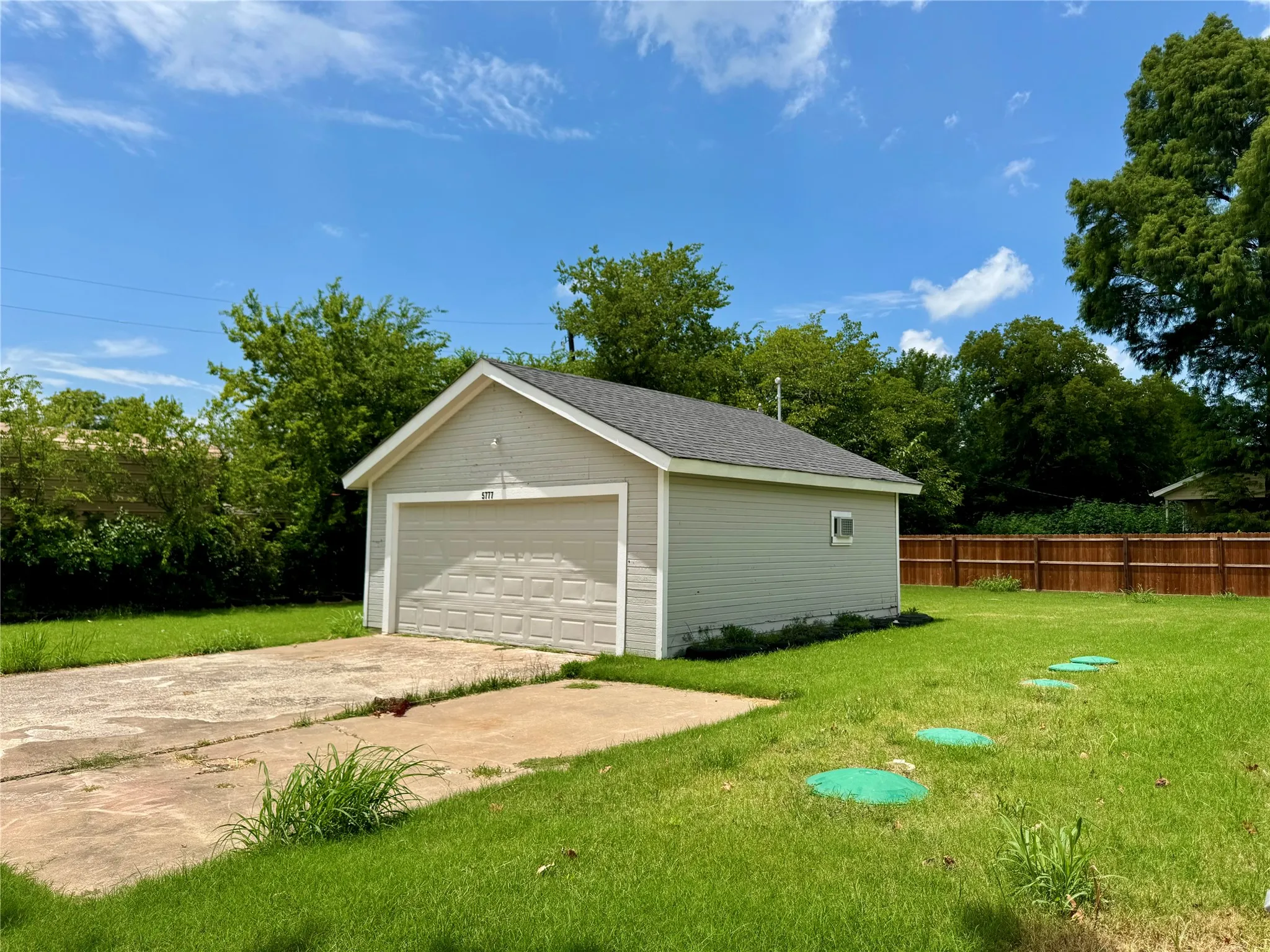 View of detached garage