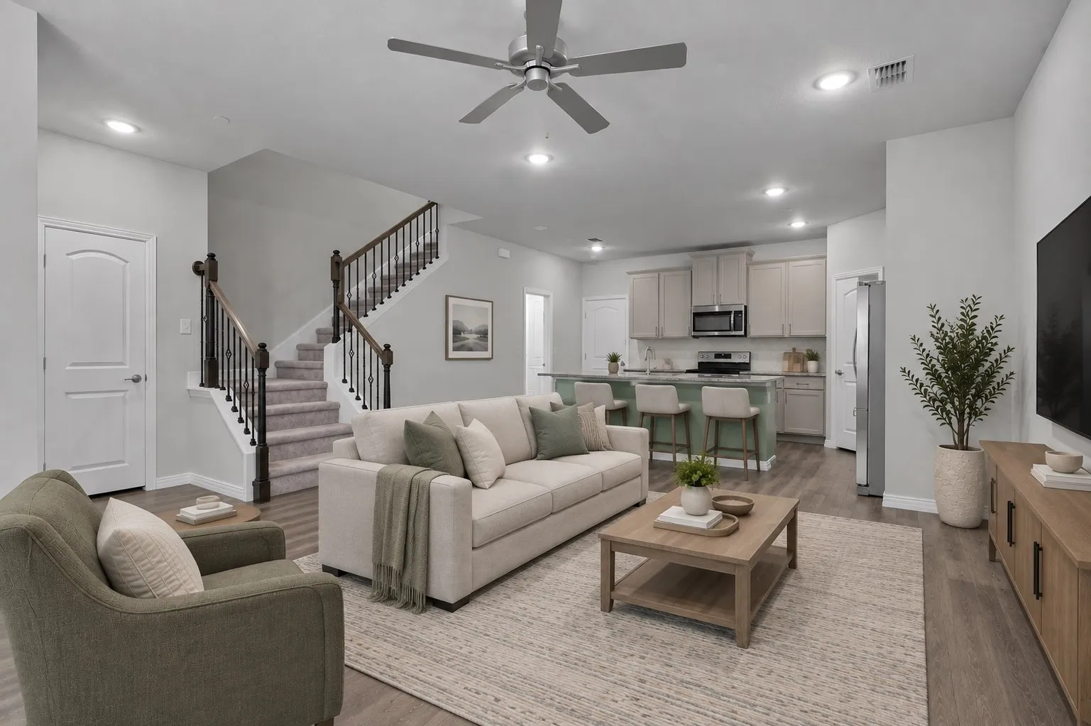 Virtually staged living room