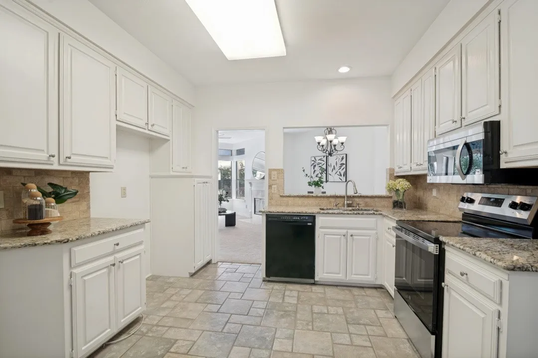 Kitchen with view of lake.