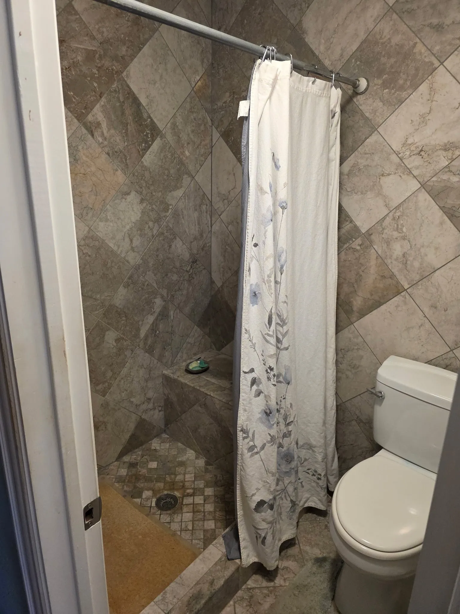 Bathroom with toilet and a shower stall