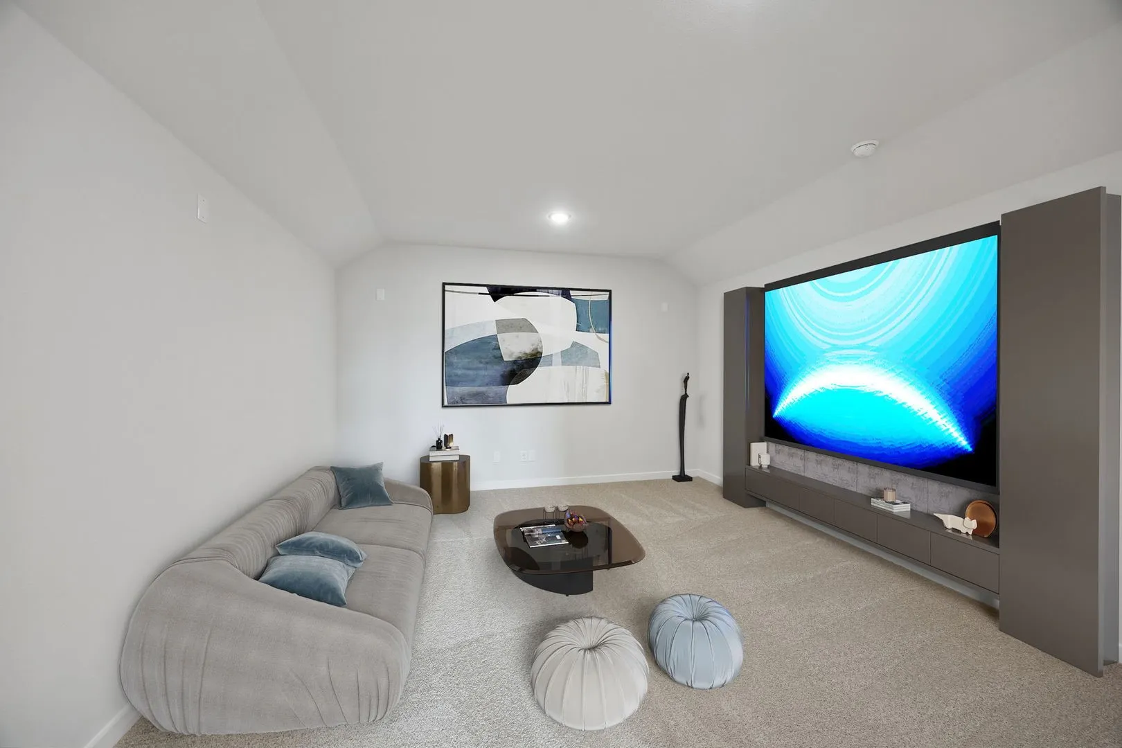 Media room in the Masters home plan by Trophy Signature Homes – REPRESENTATIVE PHOTO
