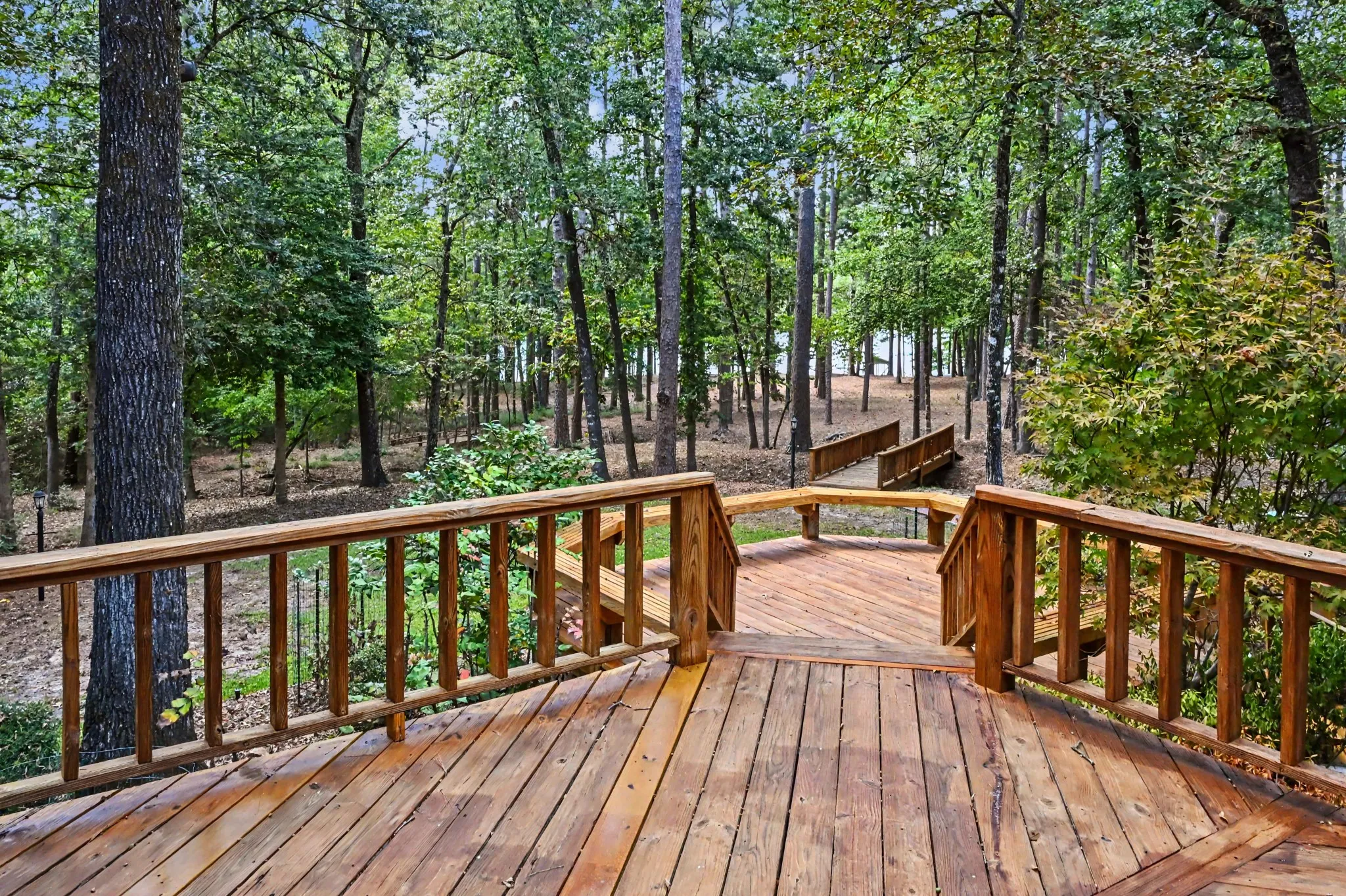 Double tiered decks recently stained
