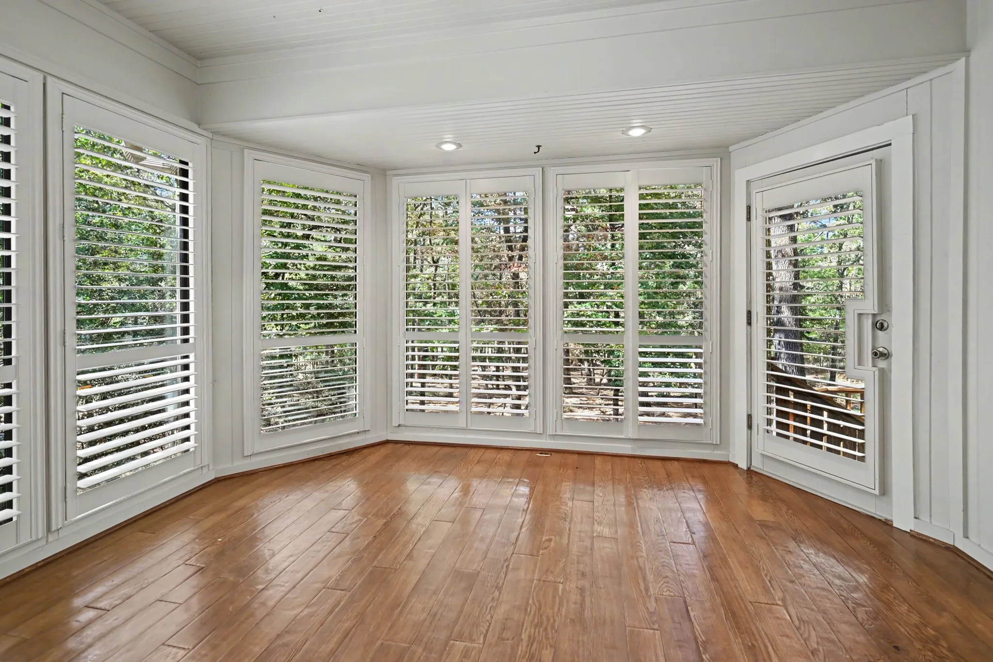 Garden-Sunroom with beadboard ceiling and shiplap walls