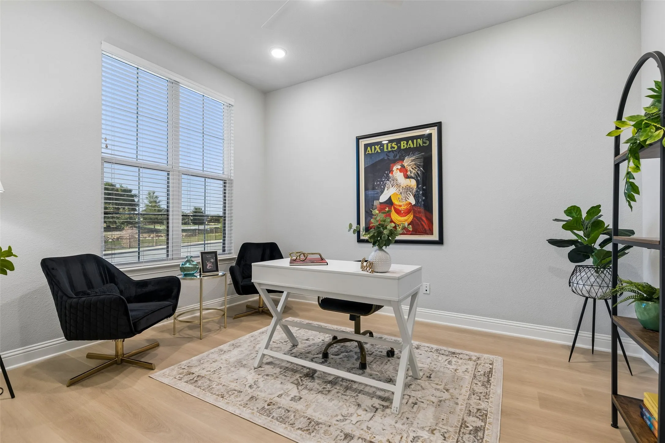 There's room for work here in the office with natural light and a view at the front of the house