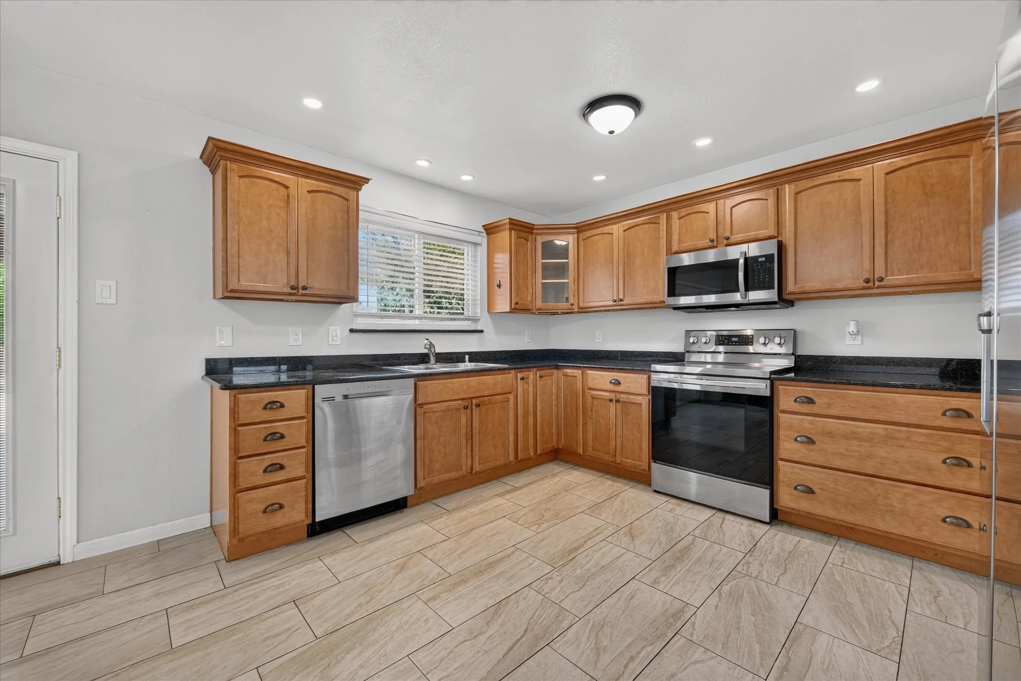 Kitcheb with wood cabinets