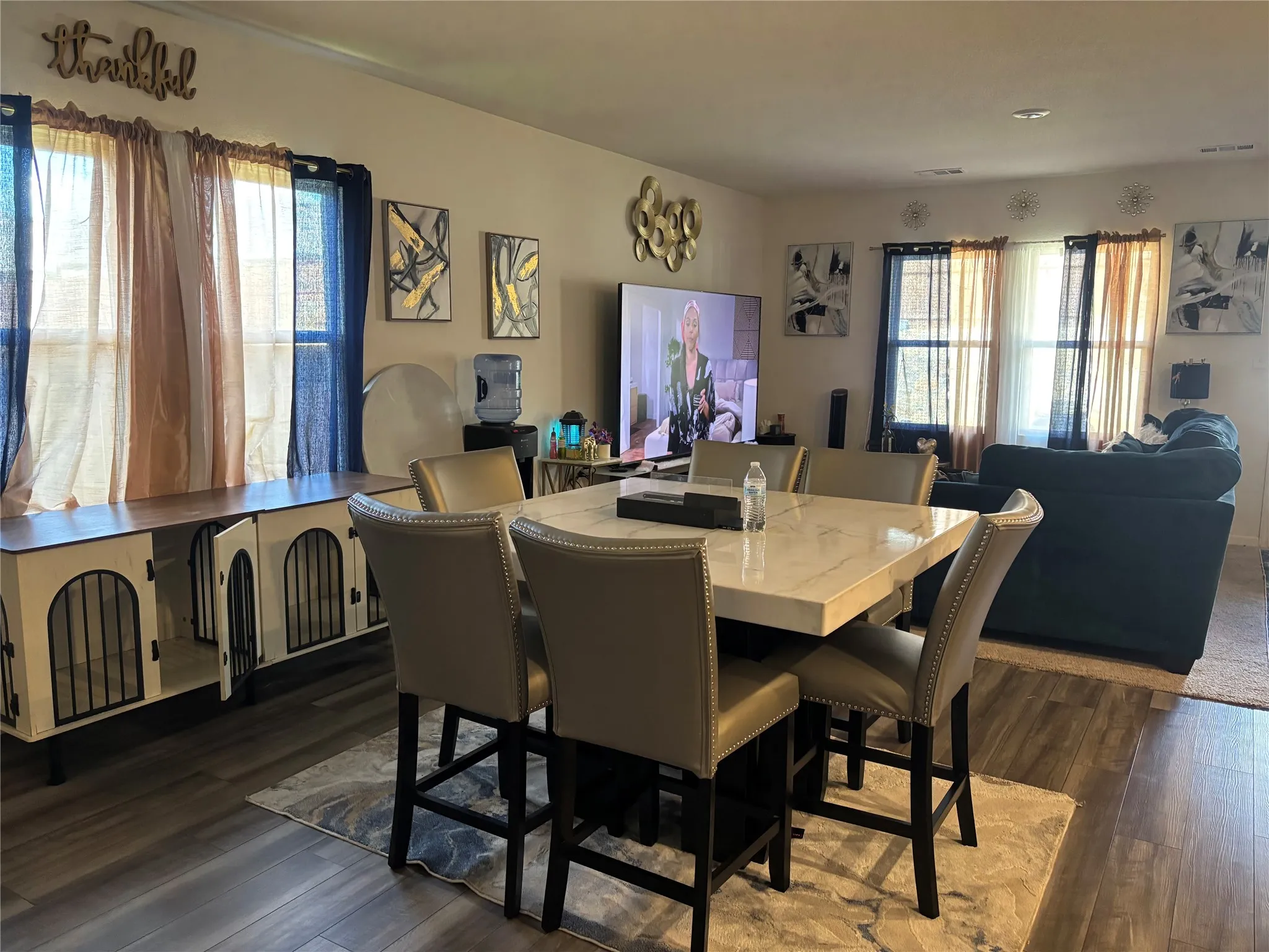 Wood-finish flooring throughout