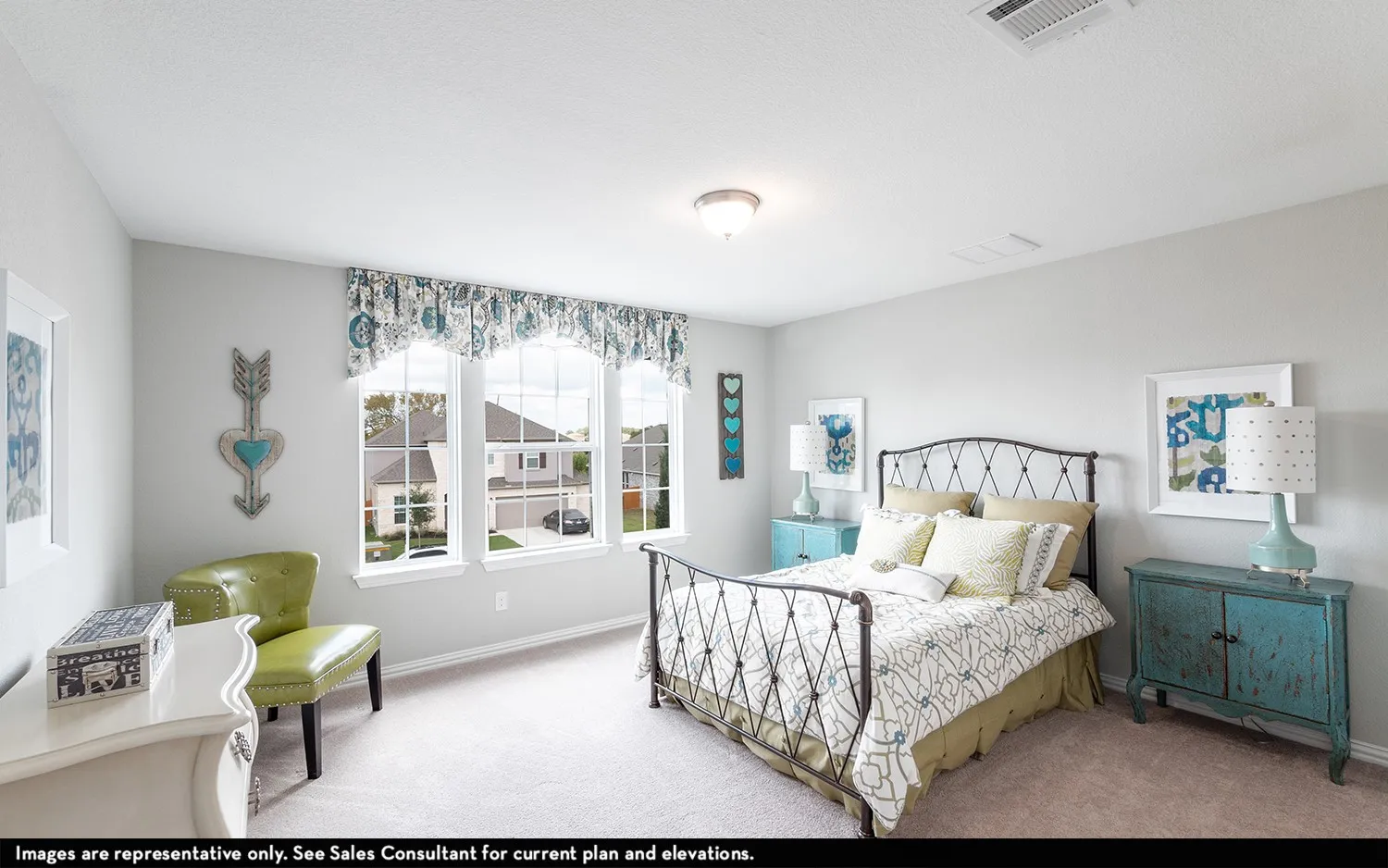 Windowed interior space with light-toned walls and carpet