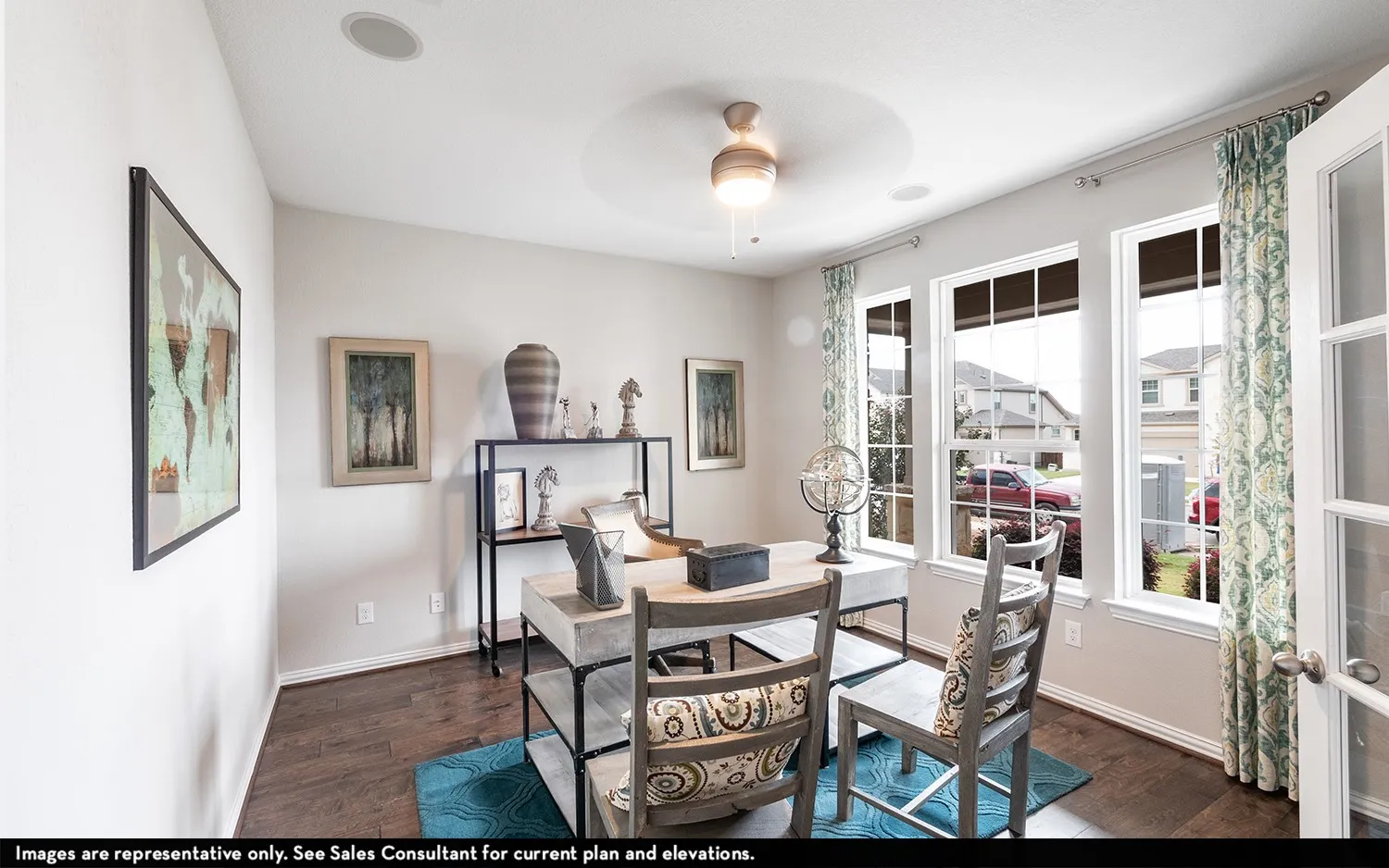 Wood-finish flooring with neutral wall tones