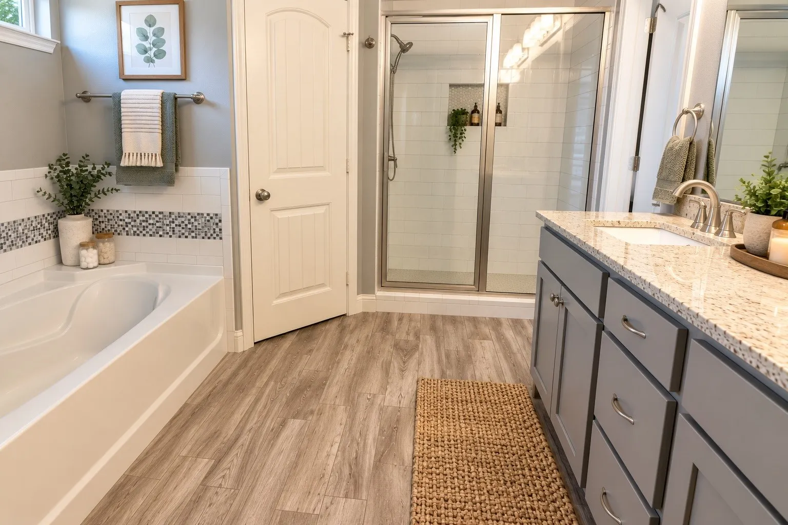 Primary bathroom - Photo has been virtually stage