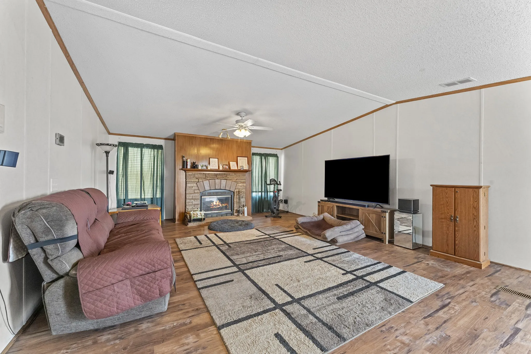 Wood-finish flooring throughout