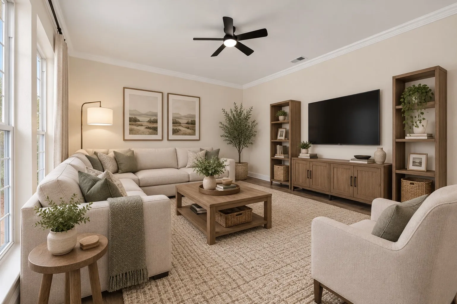 Virtually Staged Second Living Room