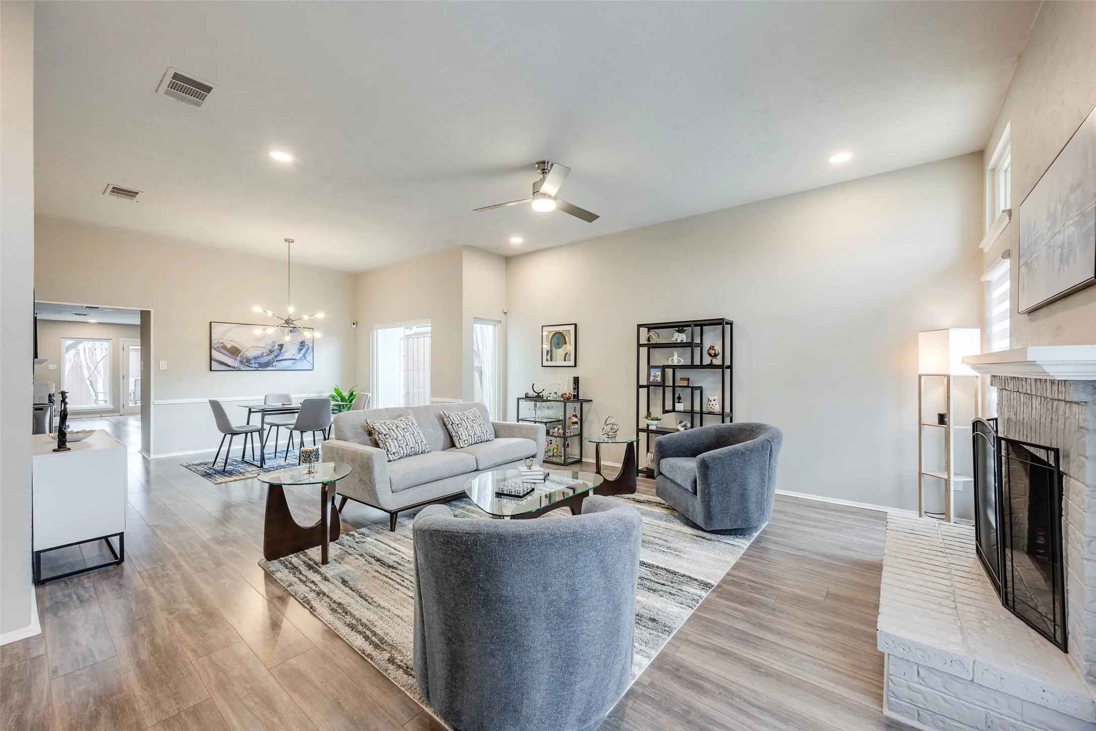 Open concept living and dining area