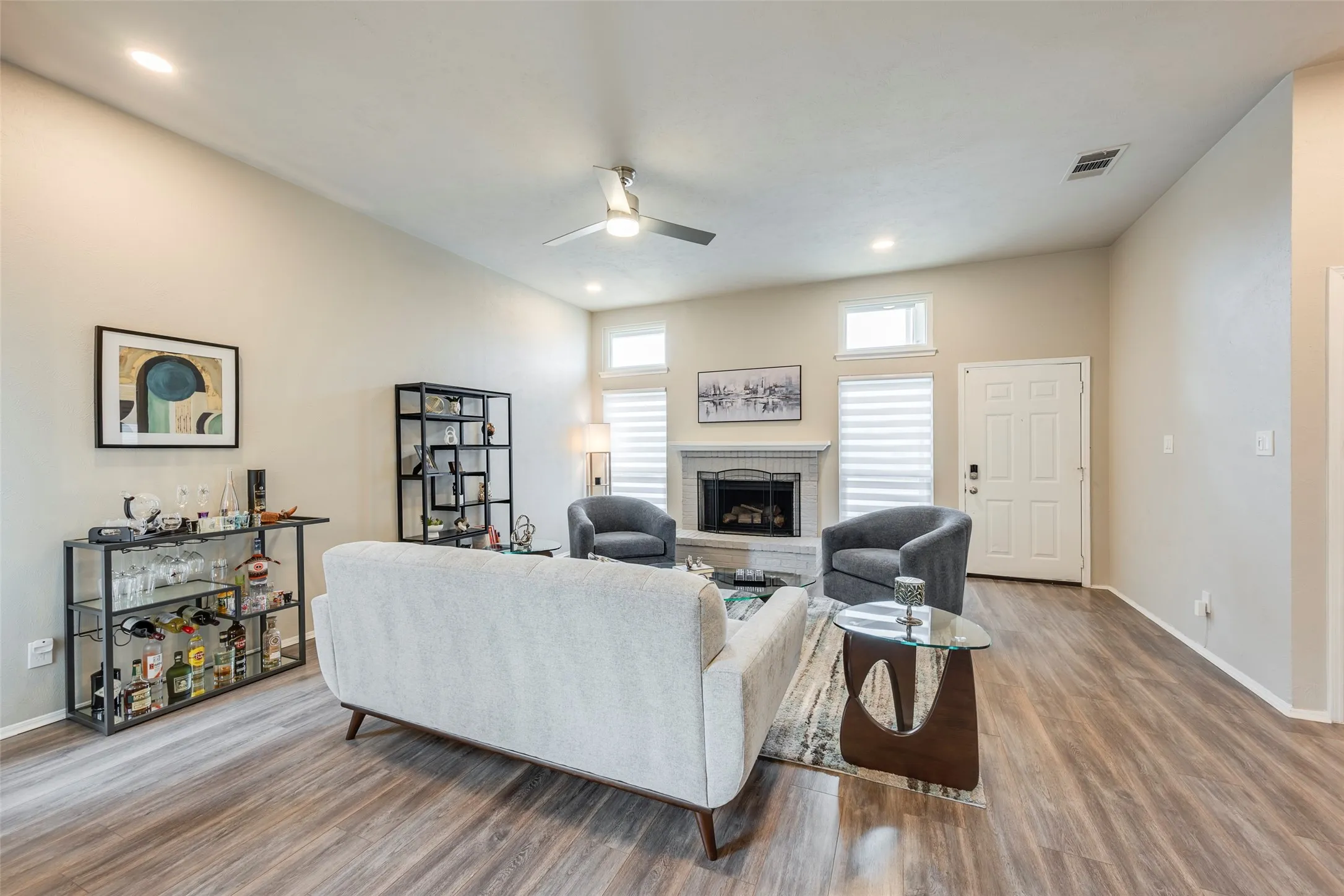 High ceilings and light filled living room!