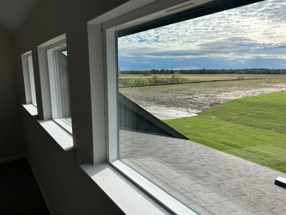 Multiple windows with white trim