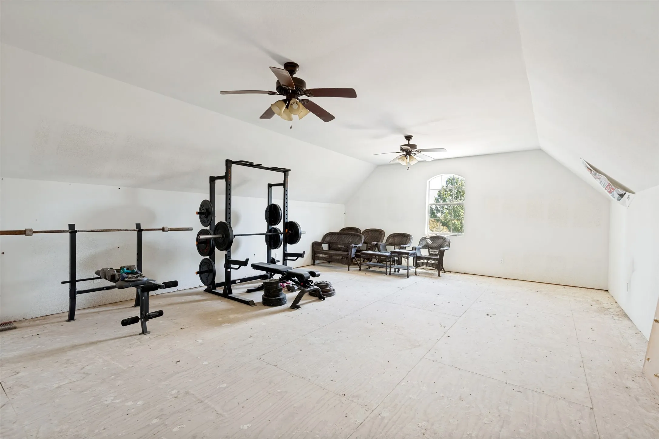 Partially finished room about detached garage