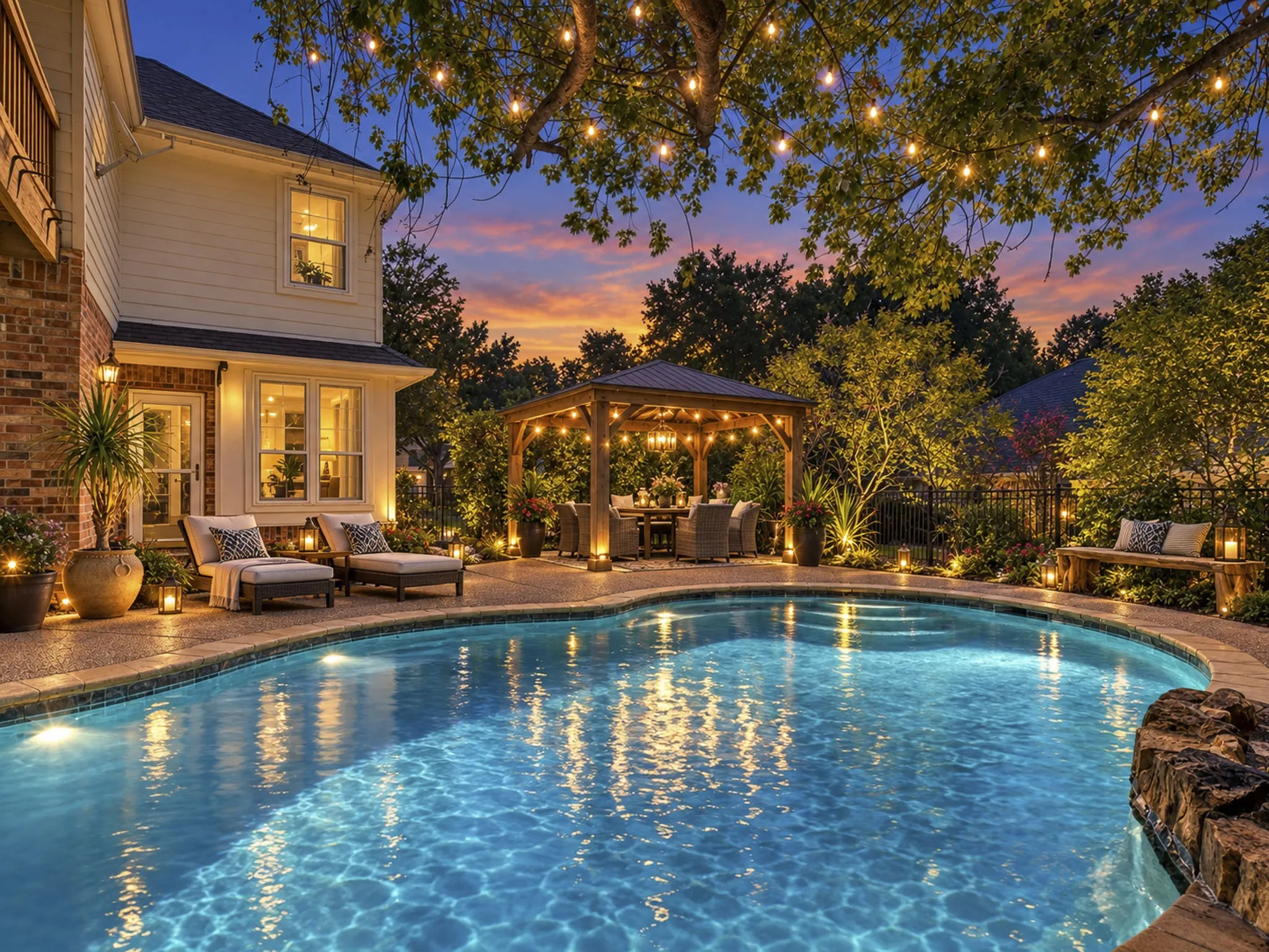 Virtually Staged Backyard entertaining area
