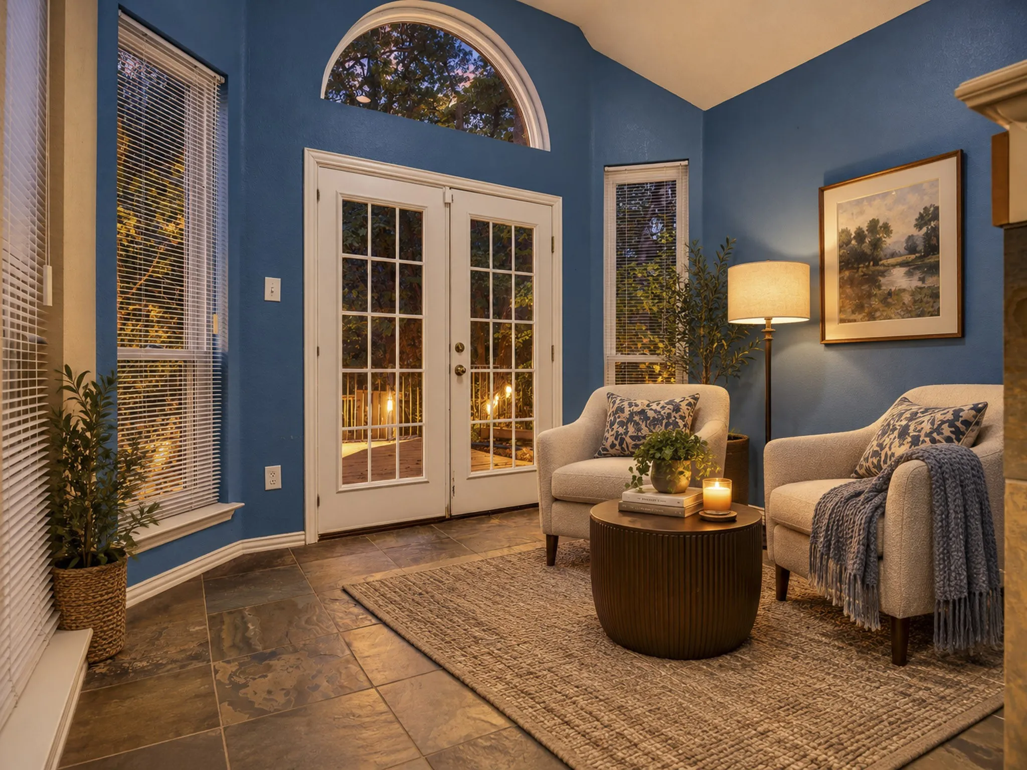 Virtually Staged Sitting room in primary bedroom
