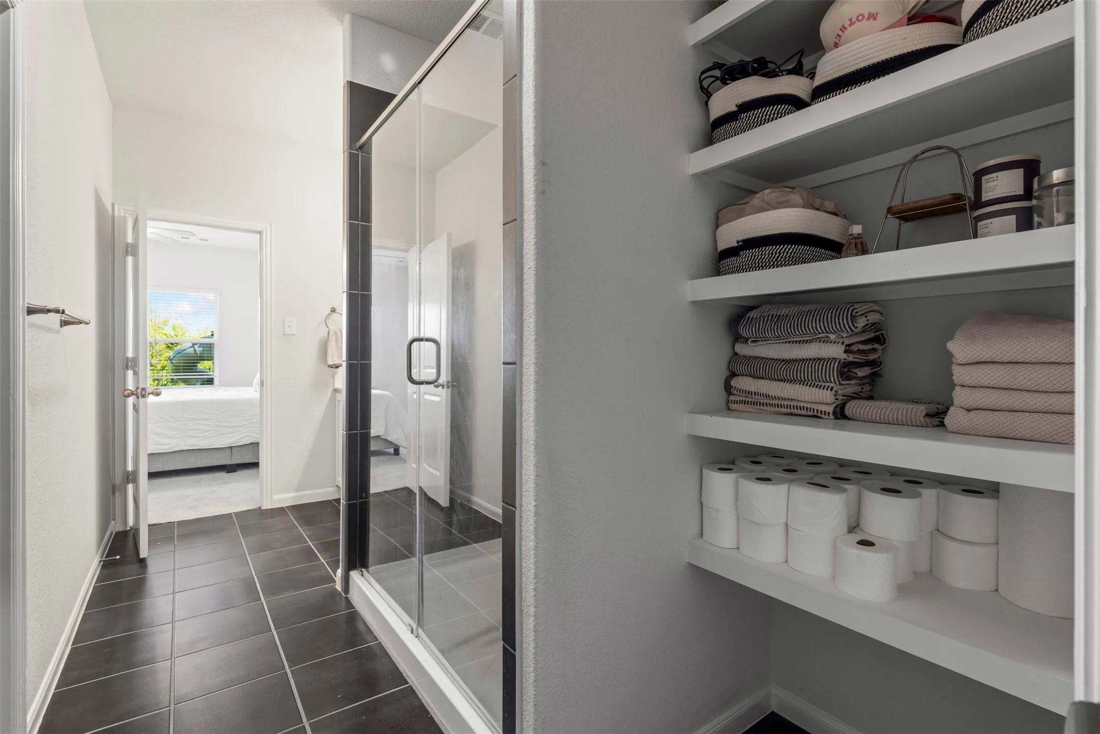 Shelving in Primary Bathroom