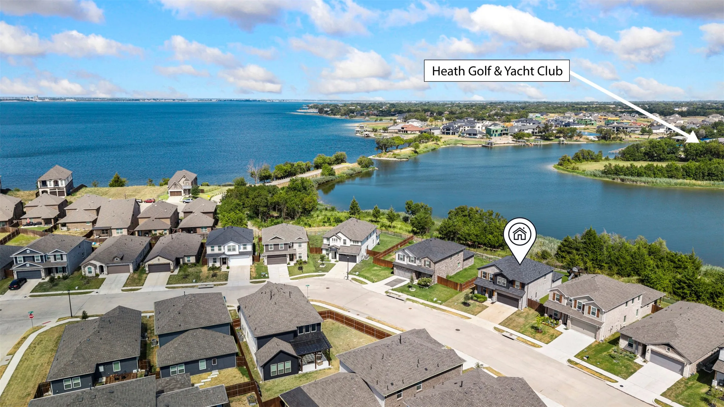 Property is across the cove from Heath Golf & Yacht Club