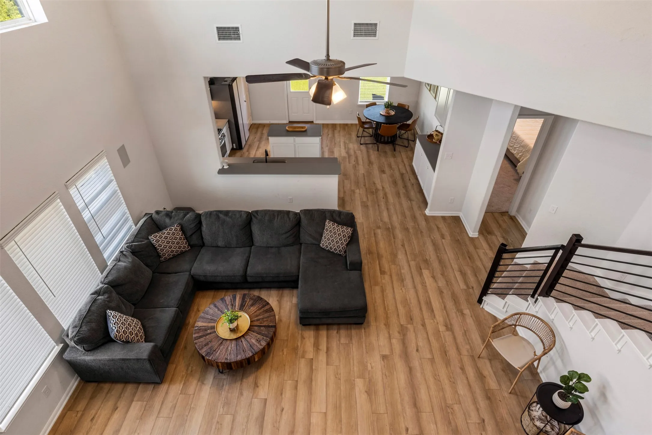 Looking down from Lofted Game Room