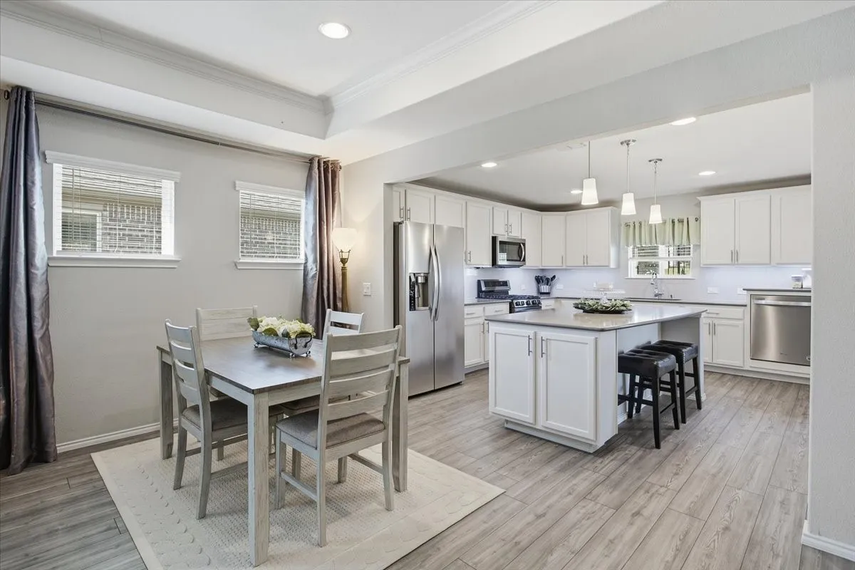 The dining area has plenty of room for your table, chairs and any additional furniture you may have.