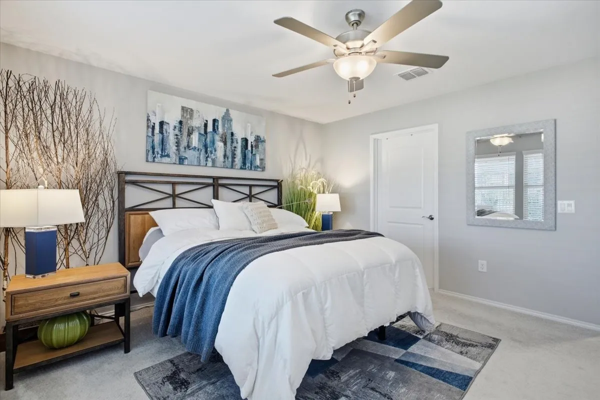 This primary bedroom is a great size!