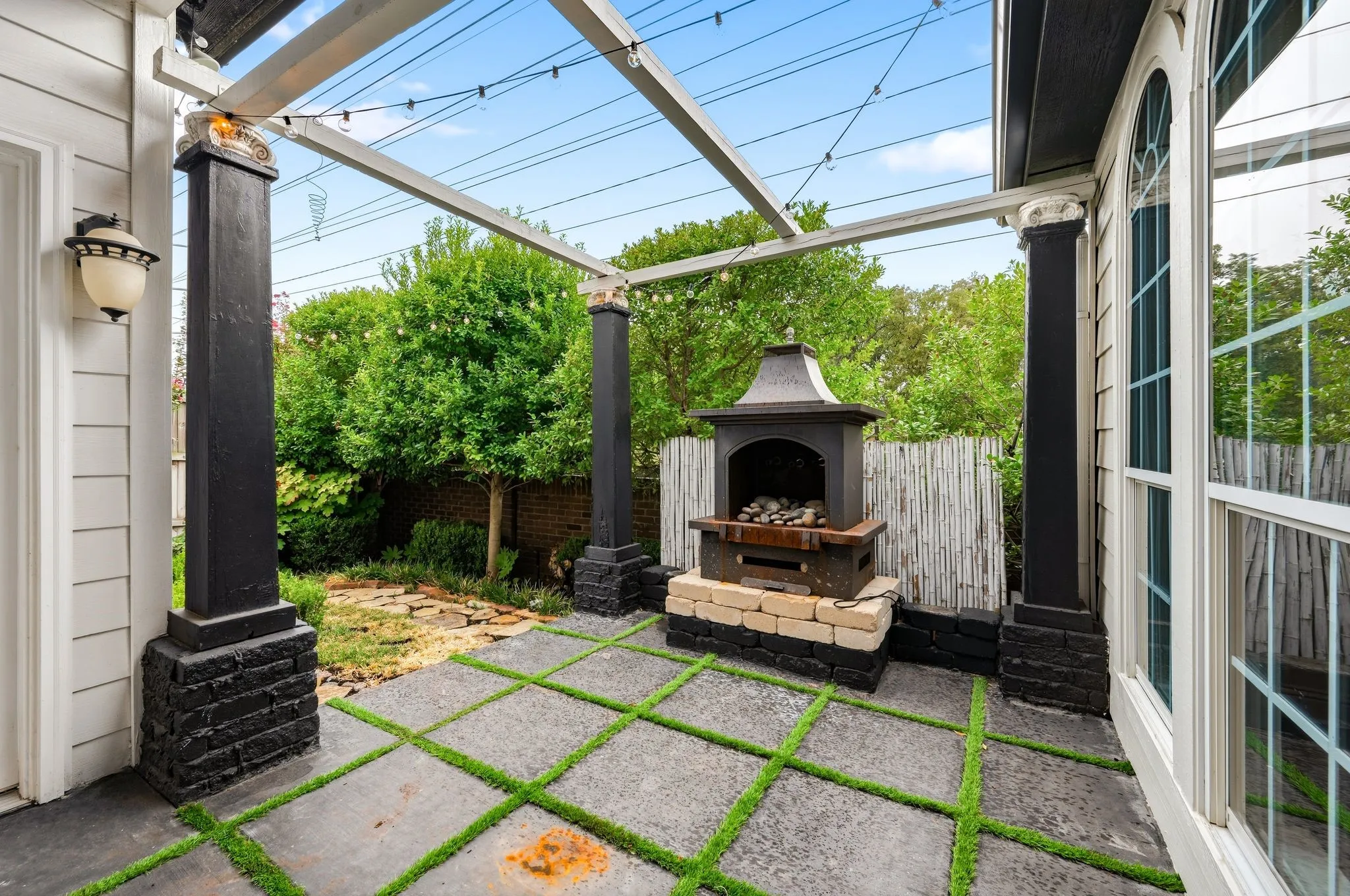 Backyard with water feature