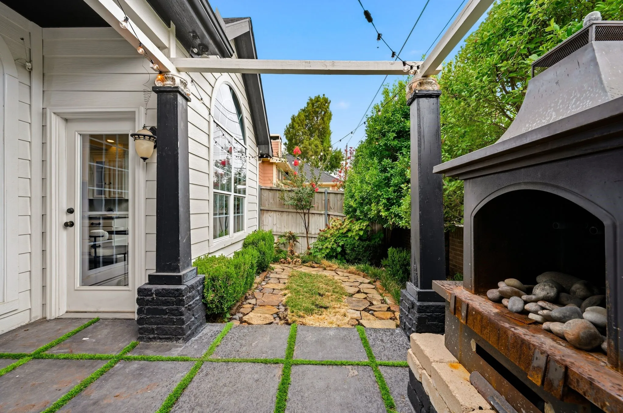 Backyard with water feature