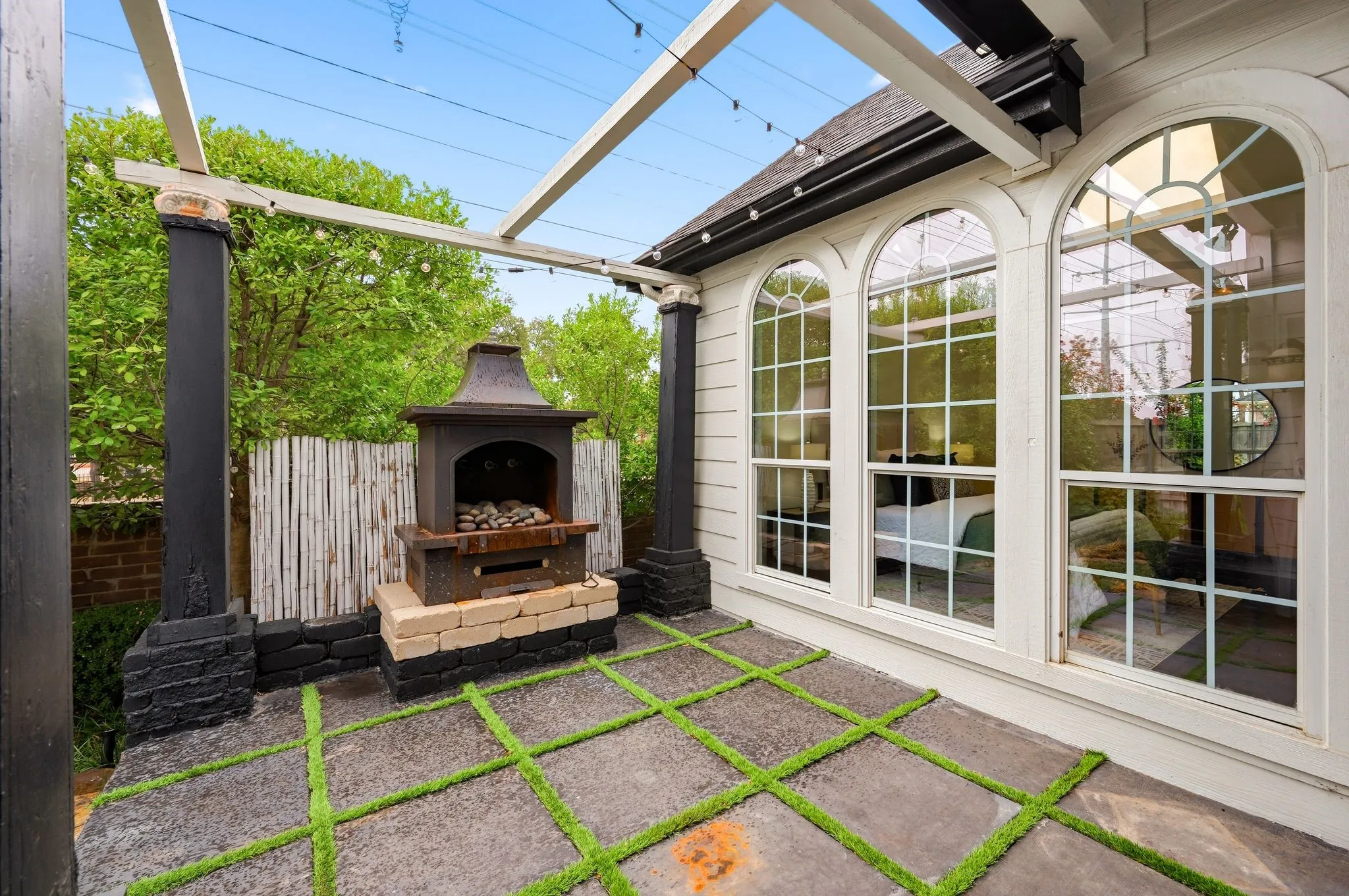 Backyard with water feature