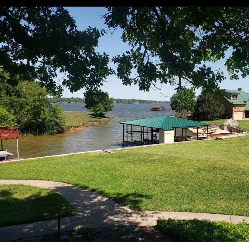 View from deck with lake is at full pool.