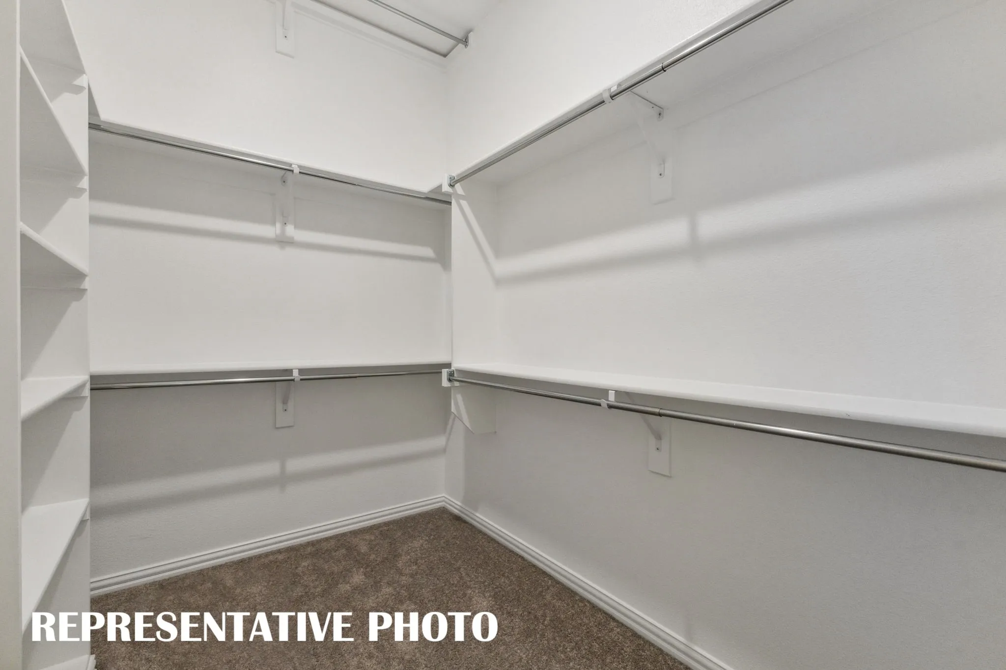 With space galore and seasonal hanging area, you're dream owner's closet awaits!  REPRESENTATIVE PHOTO