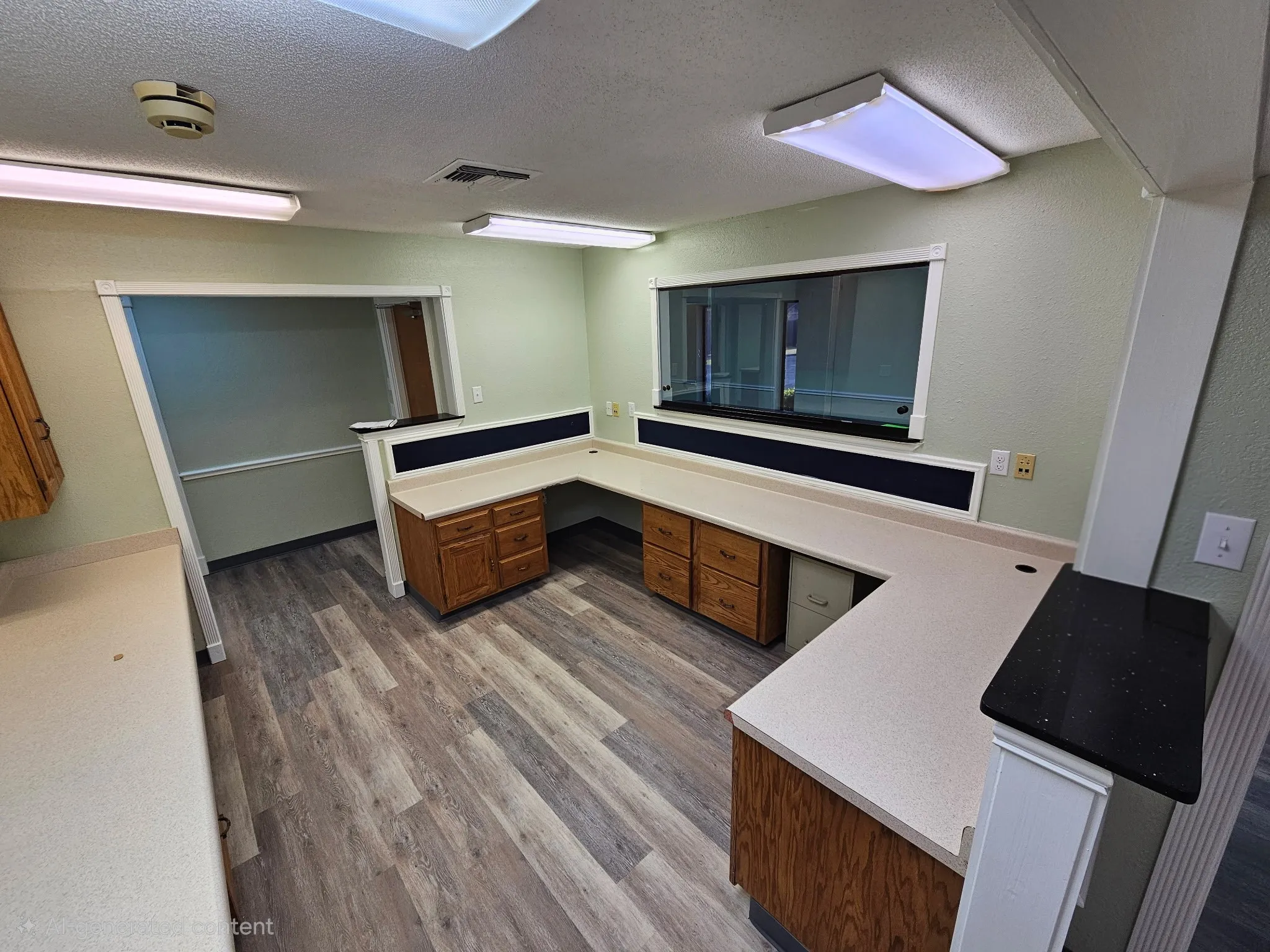 Reception room with four workspaces