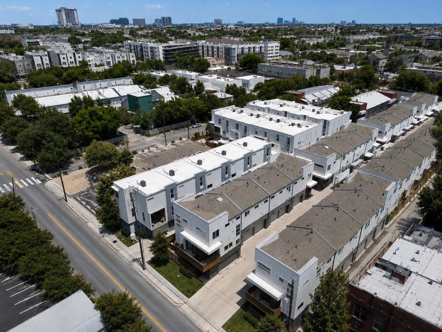 Modern townhome community with a contemporary architectural design