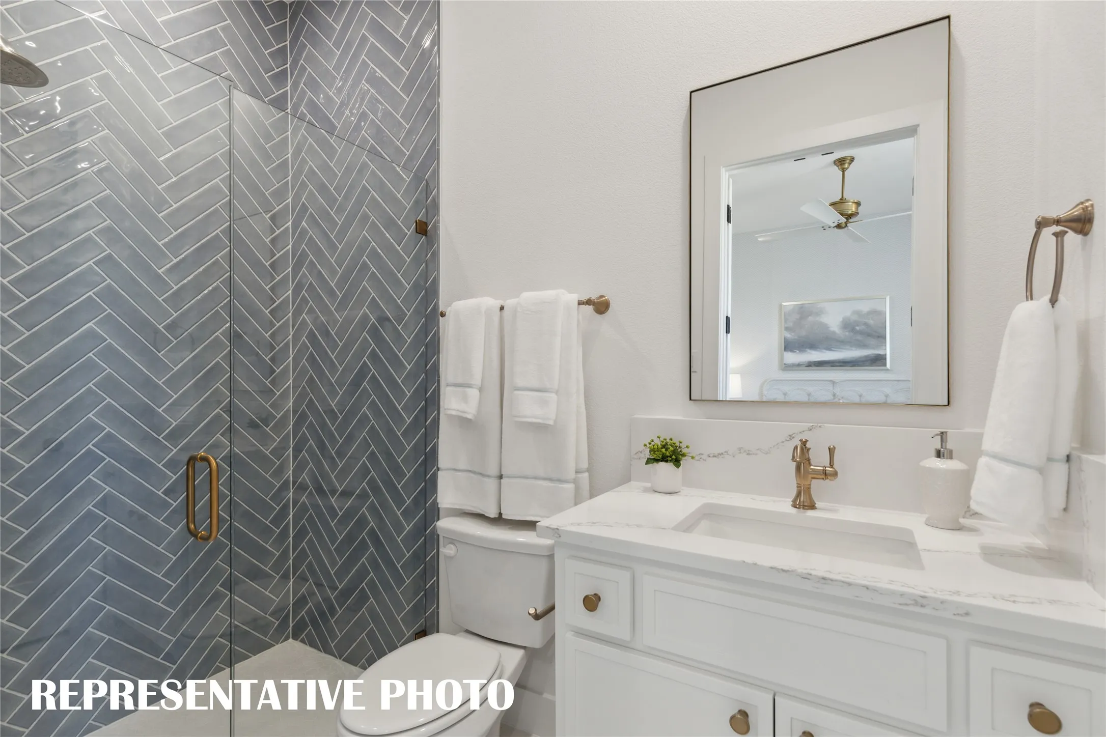 Friends and family will feel right at home in any of the beautifully finished guest baths.  REPRESENTATIVE PHOTO