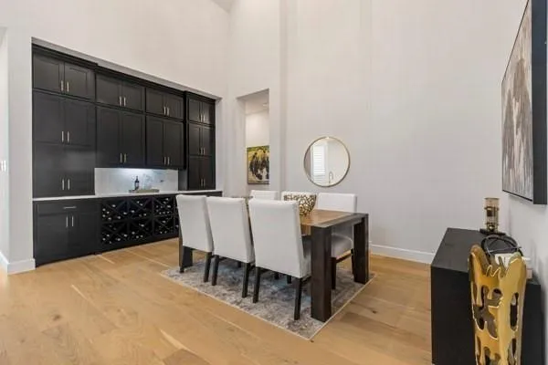 Wood-finish flooring with high ceilings