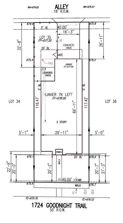 1724 Goodnight Trail Preliminary Plot Plan