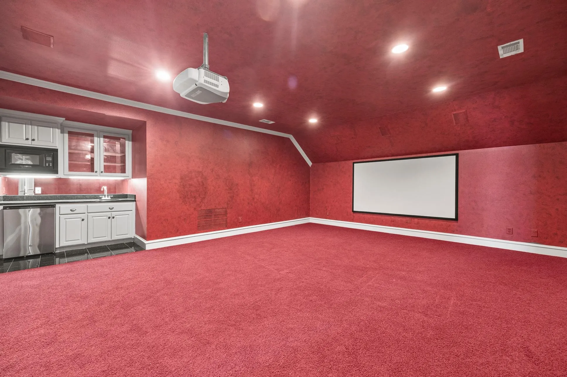 Big screen and projector
full size wet bar