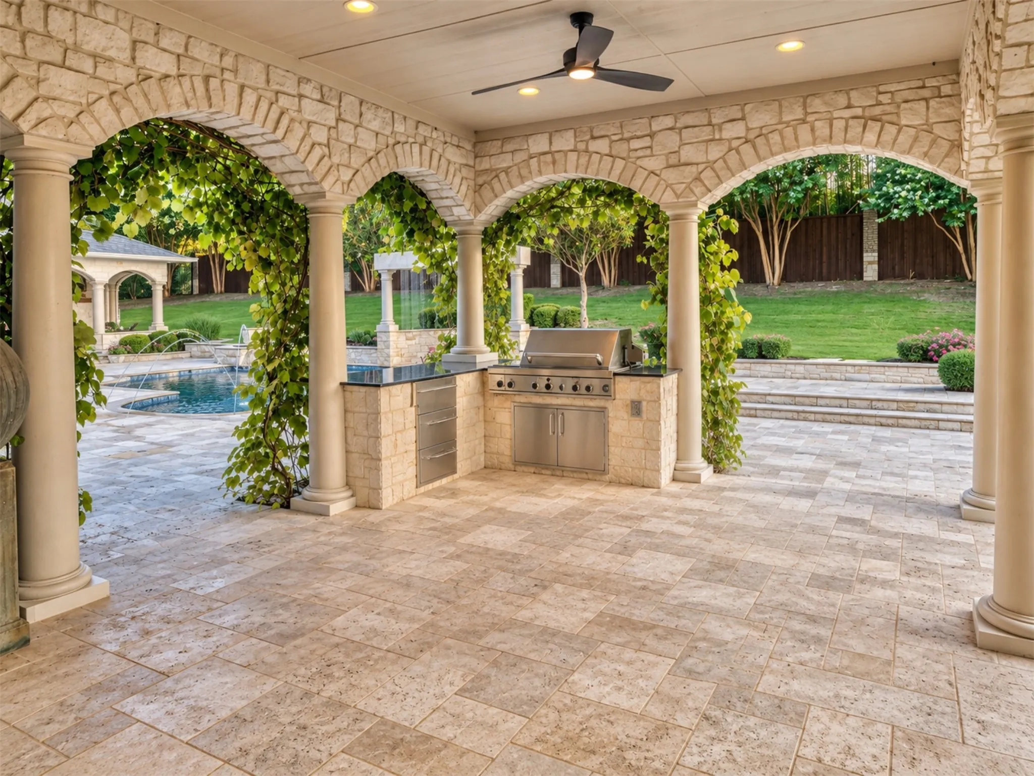 Covered outdoor kitchen