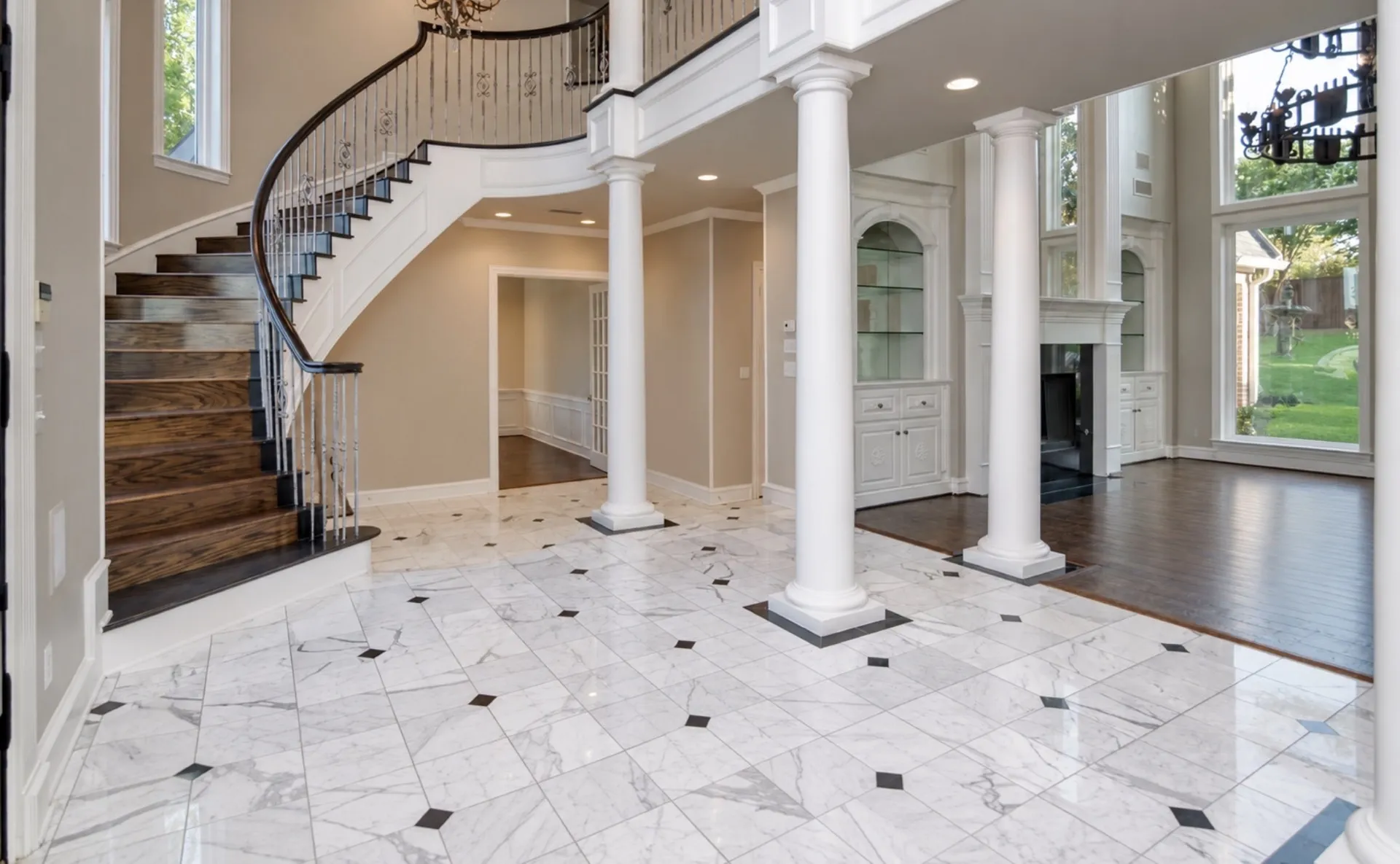 Columns and towering ceilings