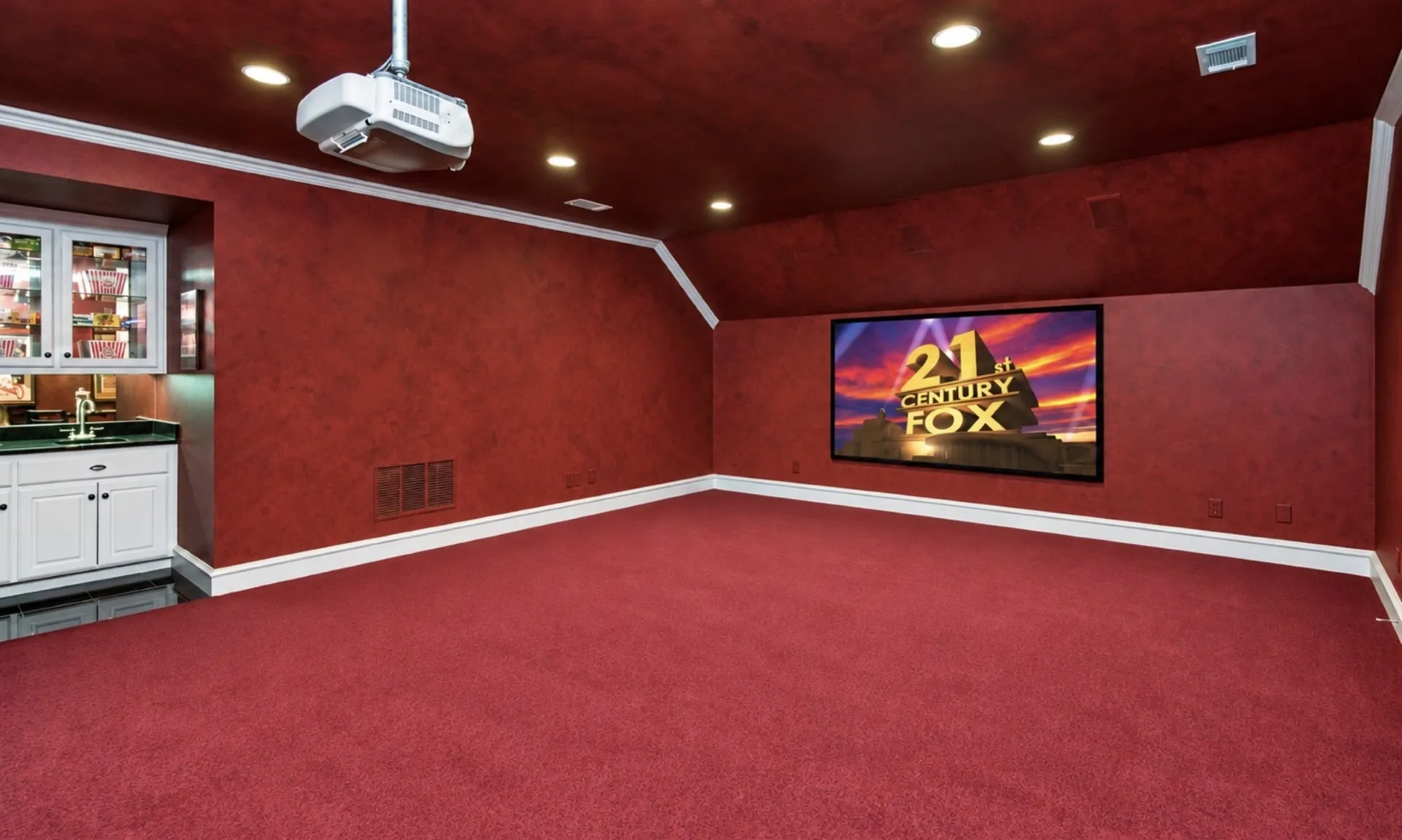 Big movie screen and projector