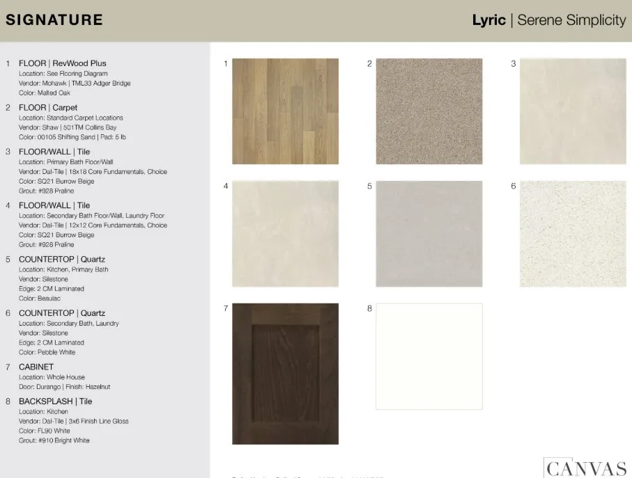 1814 Blue Sage Court design selections. Home is currently under construction and selections are subject to change.