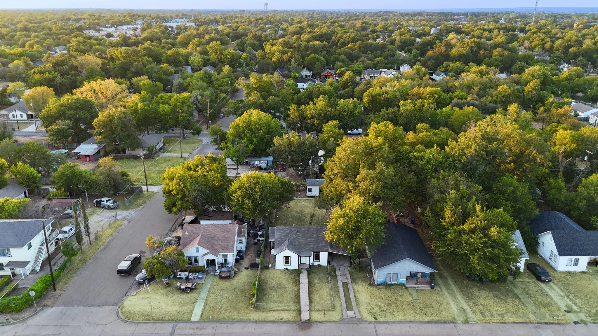Residential properties with mature tree coverage