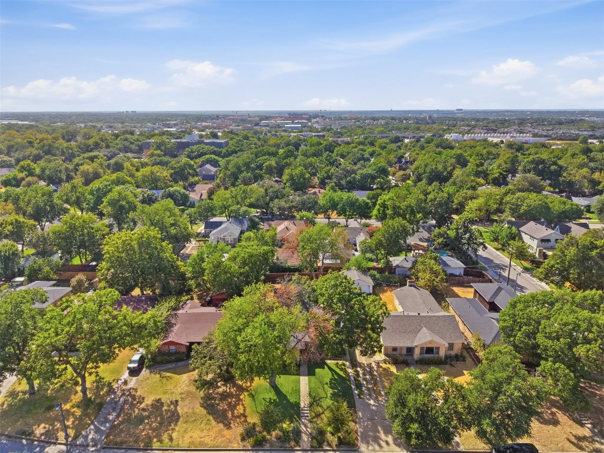 Aerial view toward the west and TCU