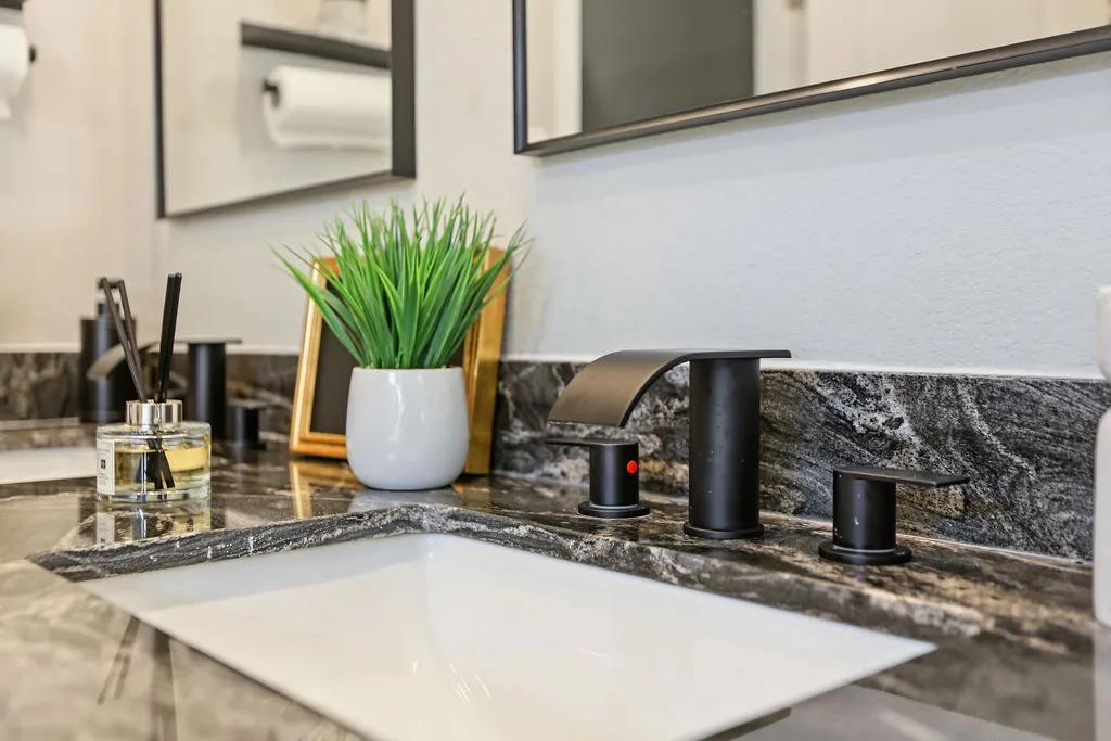 Close up view of primary vanity