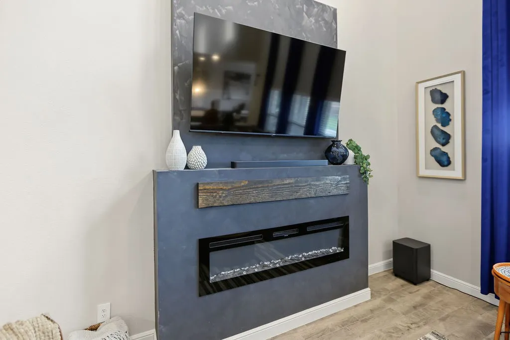 View of electric fireplace