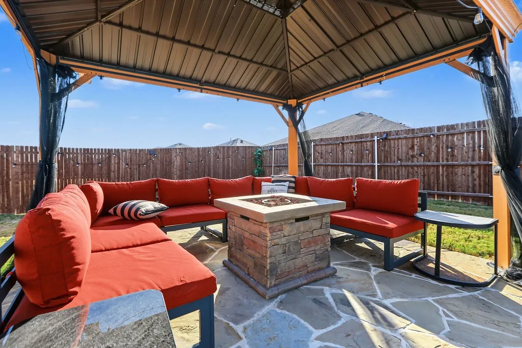 Furniture and firepit stays